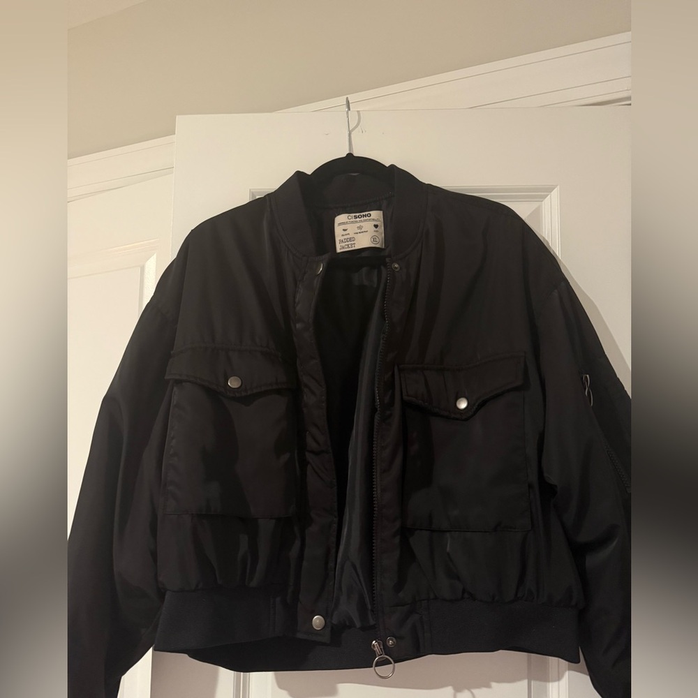 Ci Sono Black Bomber Jacket